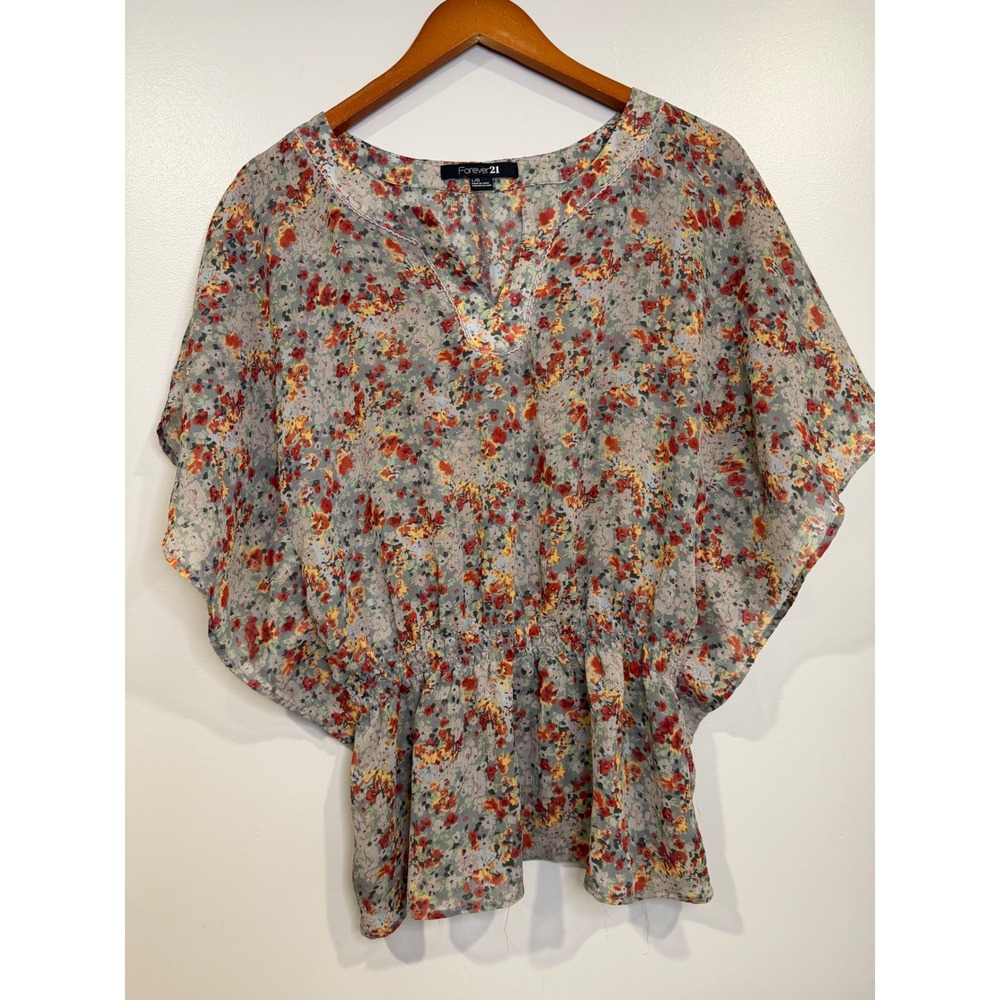 Forever 21 Womens Blouse Floral Flowy Boho‎ Cottagecore Whimsical Soft Romantic